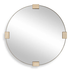 Russo Bronze/Brown/Gold Travertine Round Mirror - Ornate Home