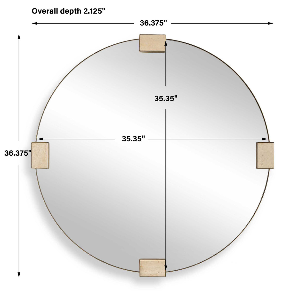 Russo Bronze/Brown/Gold Travertine Round Mirror - Ornate Home