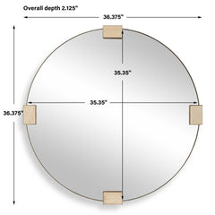 Russo Bronze/Brown/Gold Travertine Round Mirror - Ornate Home