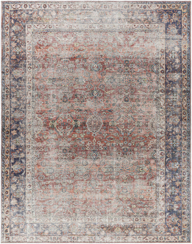 Rust Anahawan Distressed Washable Area Rug - Clearance - Ornate Home