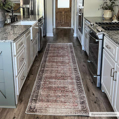 Rust Anahawan Distressed Washable Area Rug - Clearance - Ornate Home