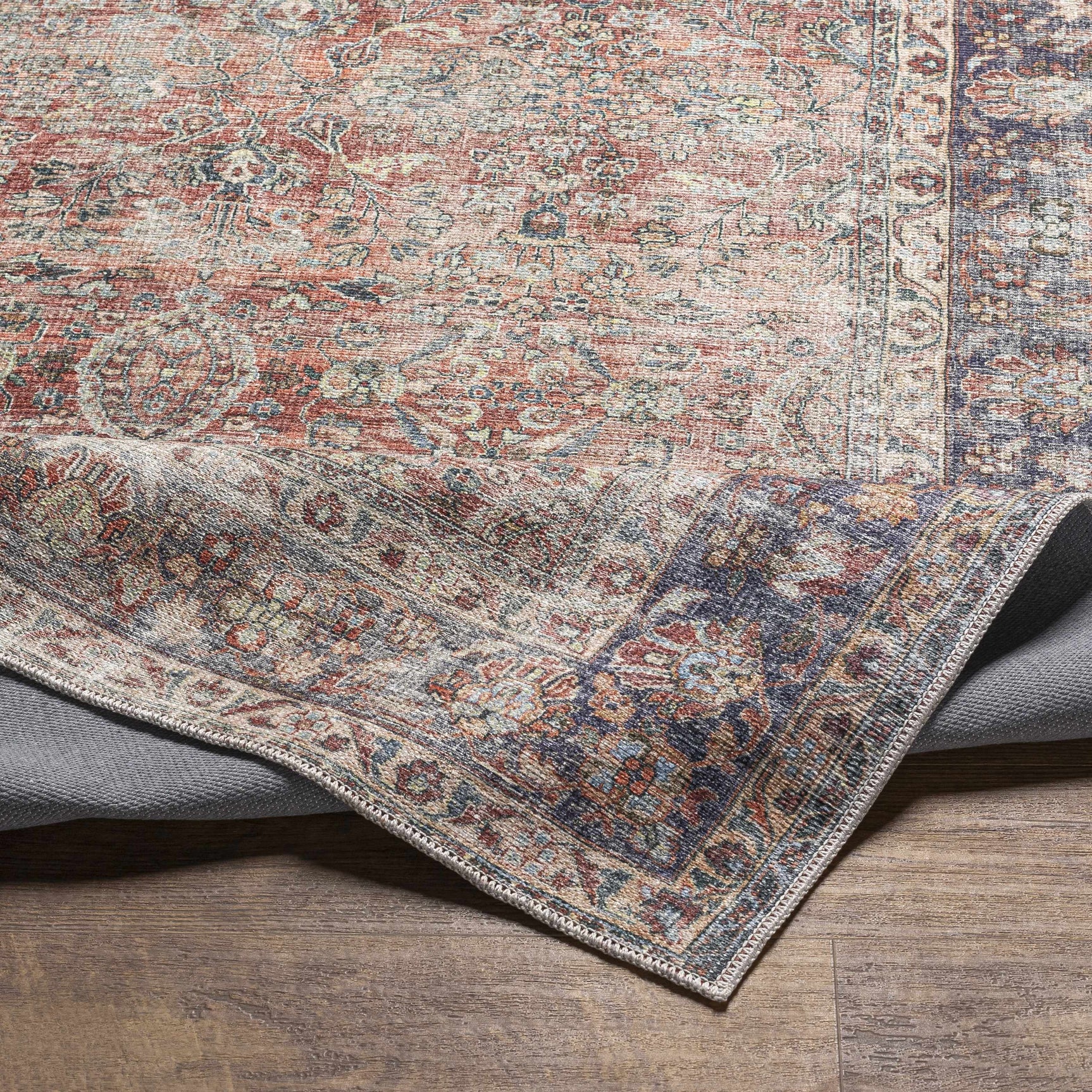 Rust Anahawan Distressed Washable Area Rug - Clearance - Ornate Home