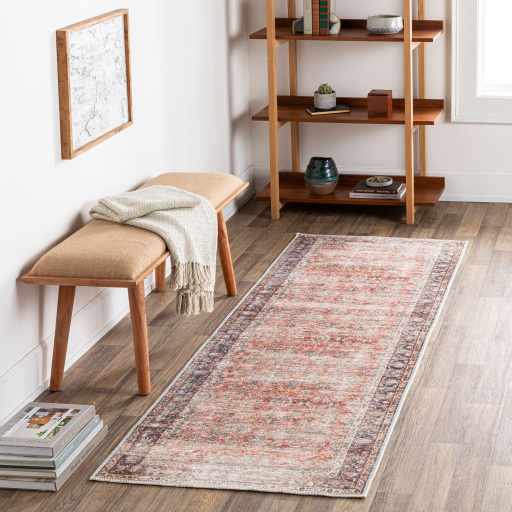 Rust Anahawan Distressed Washable Area Rug - Clearance - Ornate Home