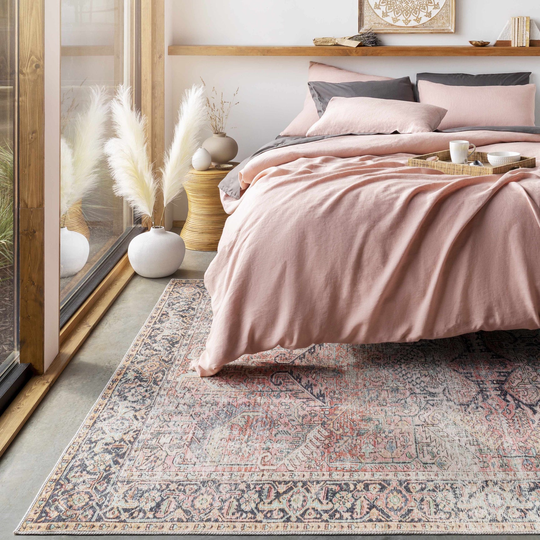 Rust Anahawan Distressed Washable Area Rug - Clearance - Ornate Home
