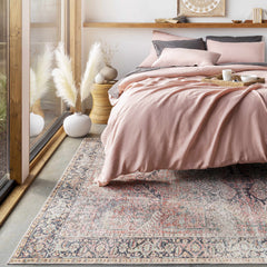 Rust Anahawan Distressed Washable Area Rug - Clearance - Ornate Home