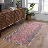 Rust Baki Traditional Washable Area Rug - Clearance - Ornate Home