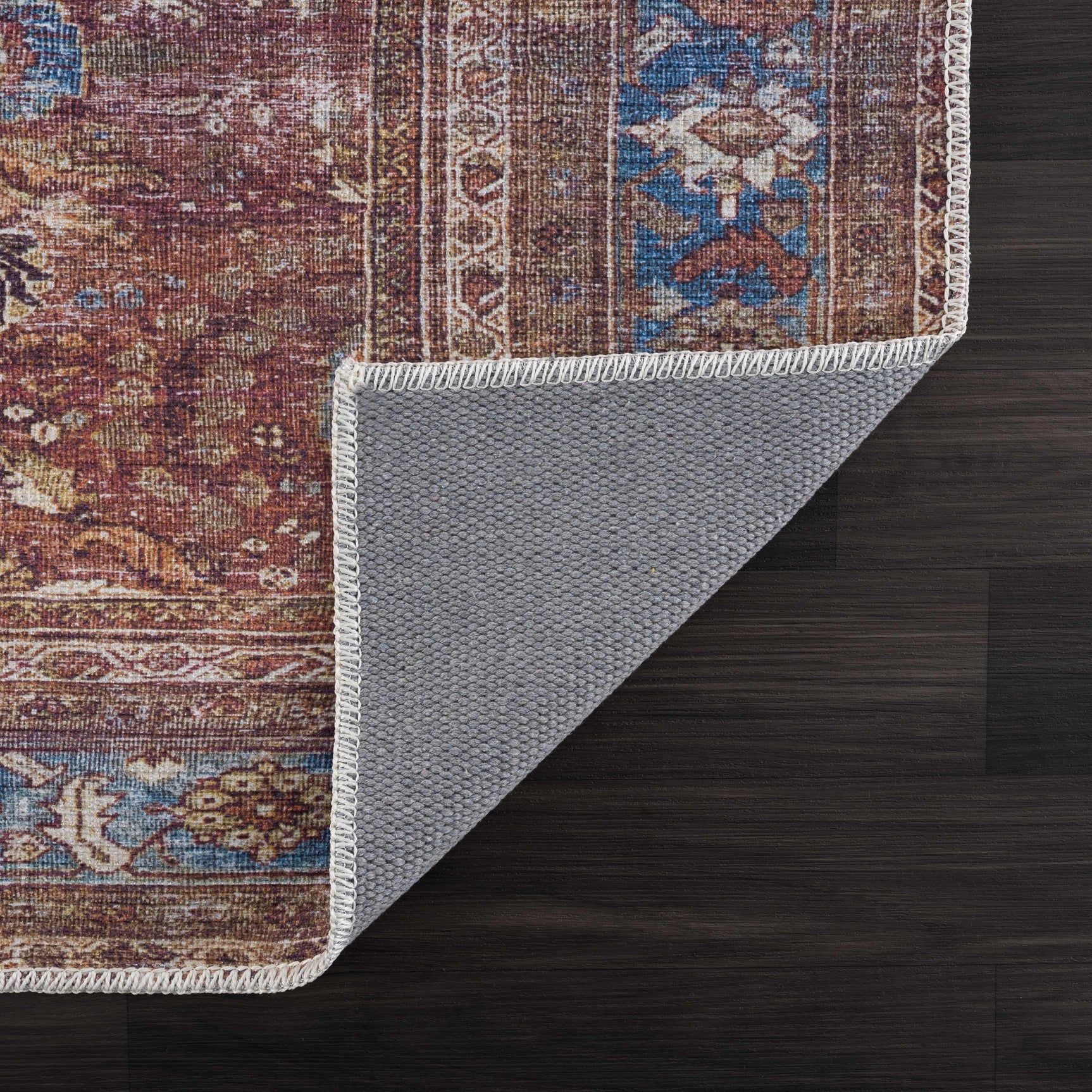 Rust Baki Traditional Washable Area Rug - Clearance - Ornate Home