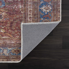 Rust Baki Traditional Washable Area Rug - Clearance - Ornate Home