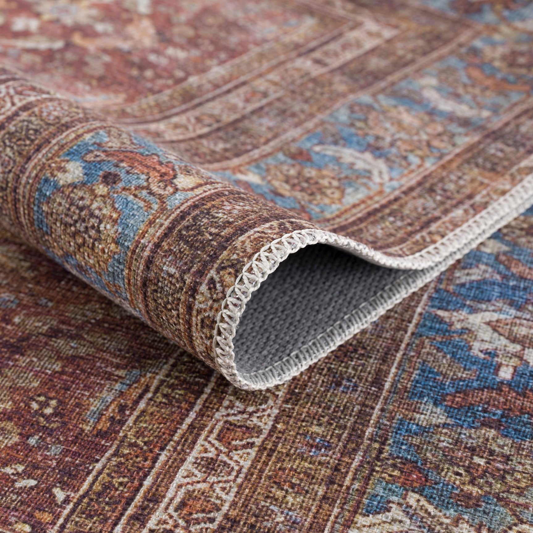Rust Baki Traditional Washable Area Rug - Clearance - Ornate Home