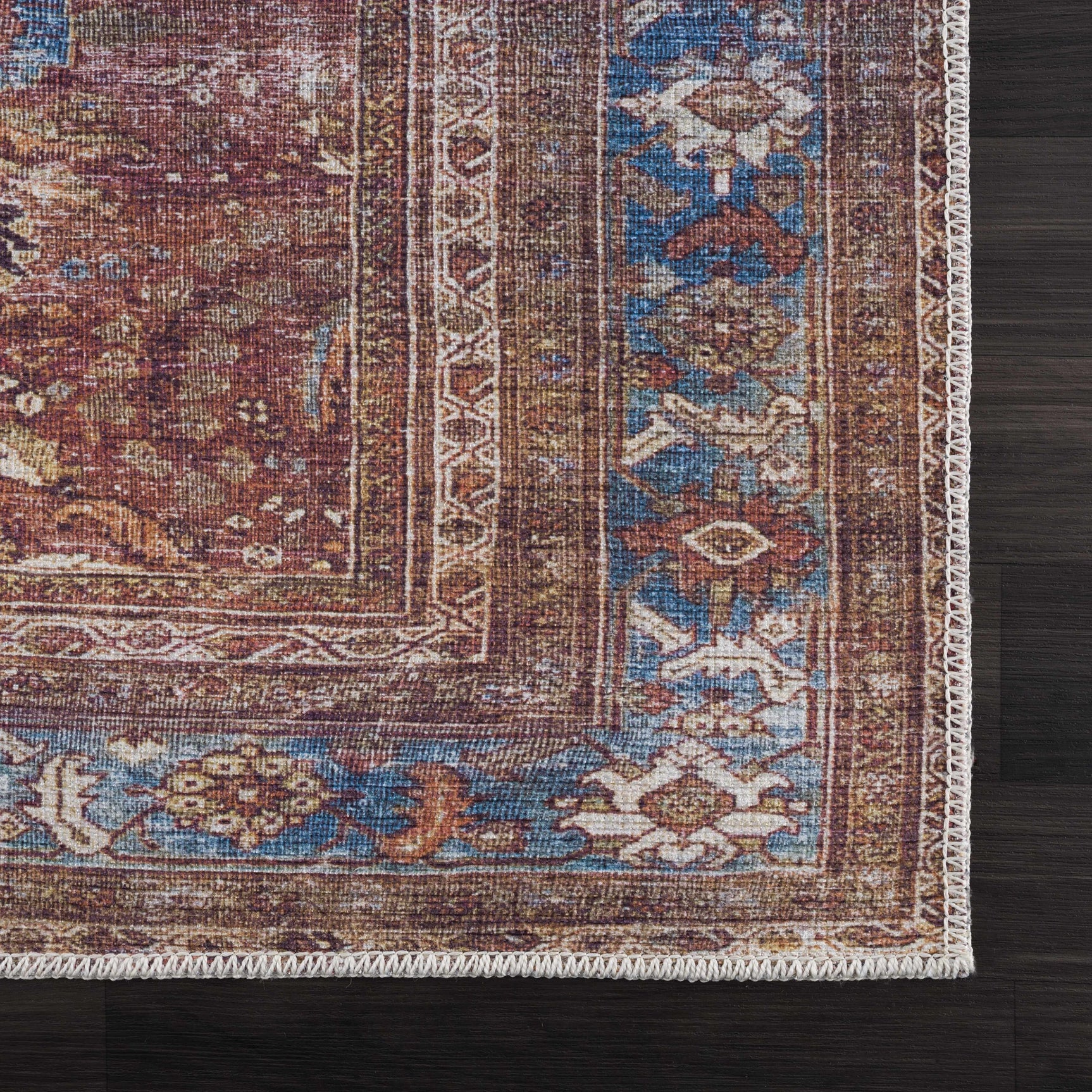 Rust Baki Traditional Washable Area Rug - Clearance - Ornate Home