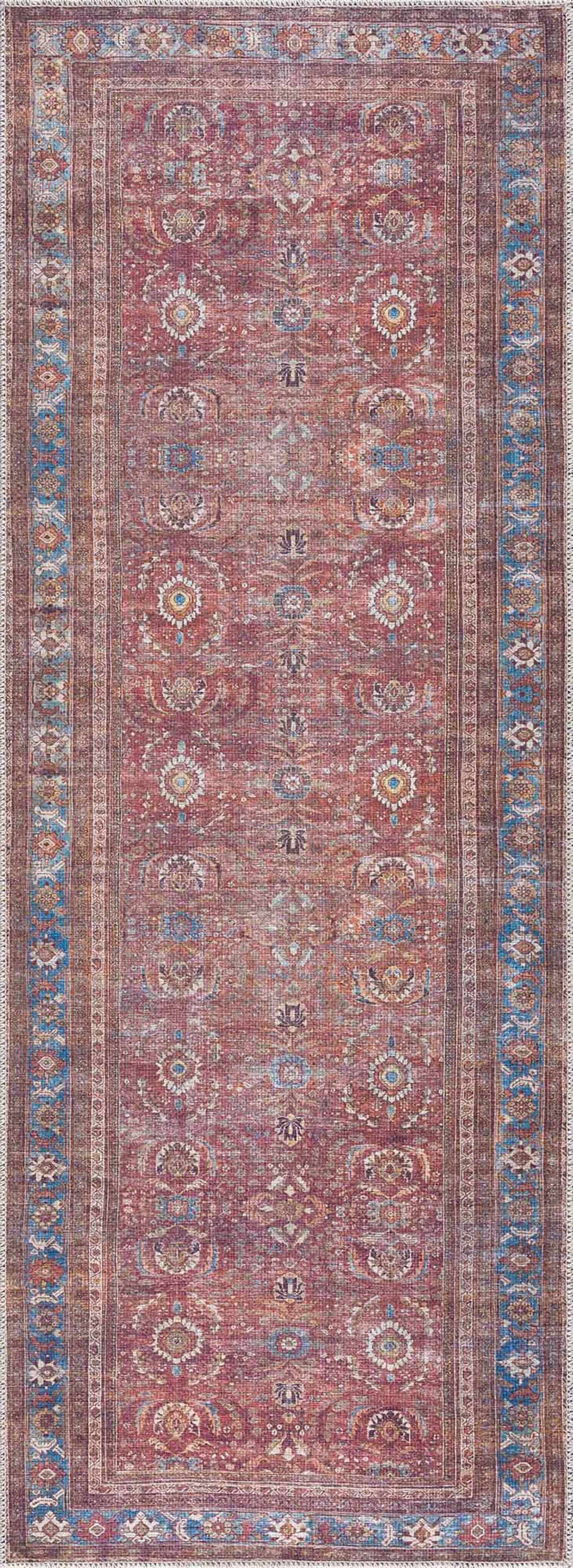 Rust Baki Traditional Washable Area Rug - Clearance - Ornate Home