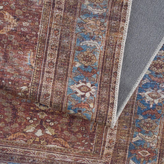 Rust Baki Traditional Washable Area Rug - Clearance - Ornate Home