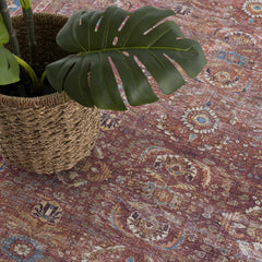 Rust Baki Traditional Washable Area Rug - Clearance - Ornate Home