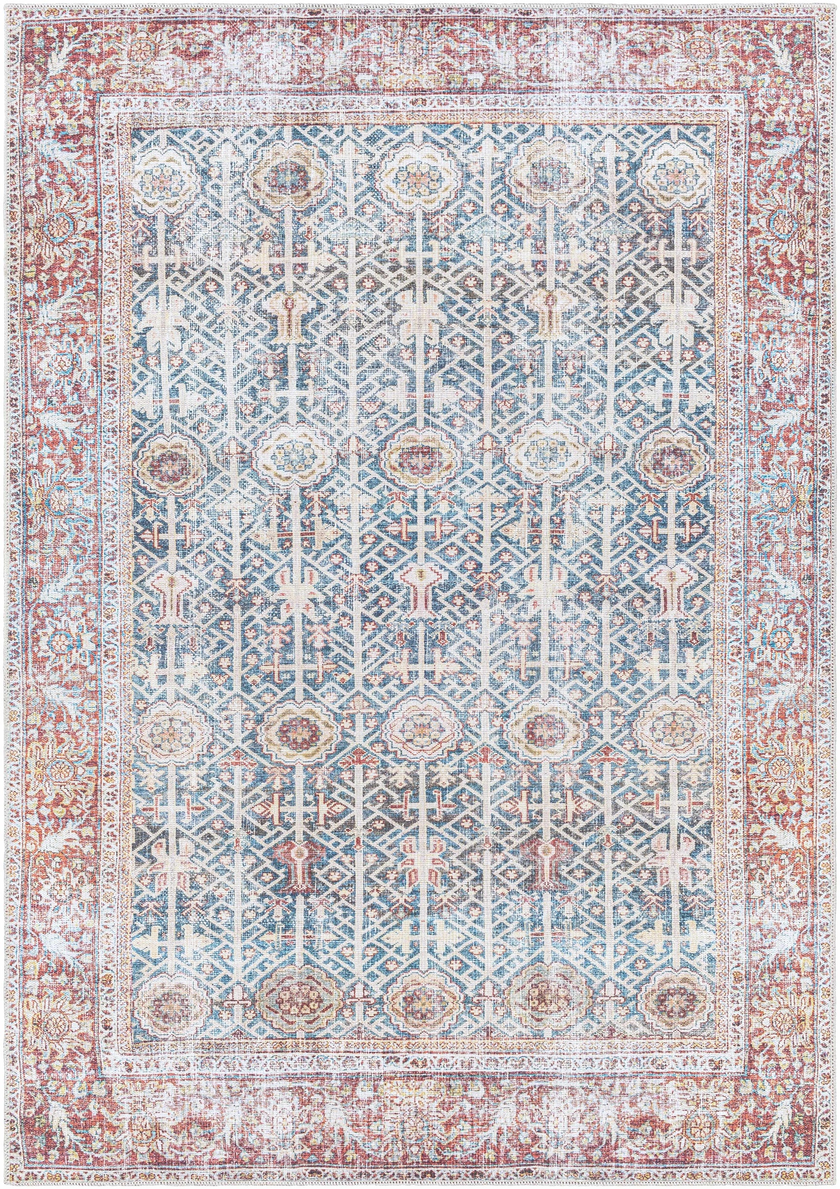 Rust Catadupa Distressed Washable Area Rug - Clearance - Ornate Home