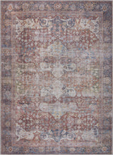 Rust Elki Vintage Medallion Washable Area Rug - Clearance - Ornate Home