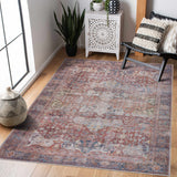Rust Elki Vintage Medallion Washable Area Rug - Clearance - Ornate Home