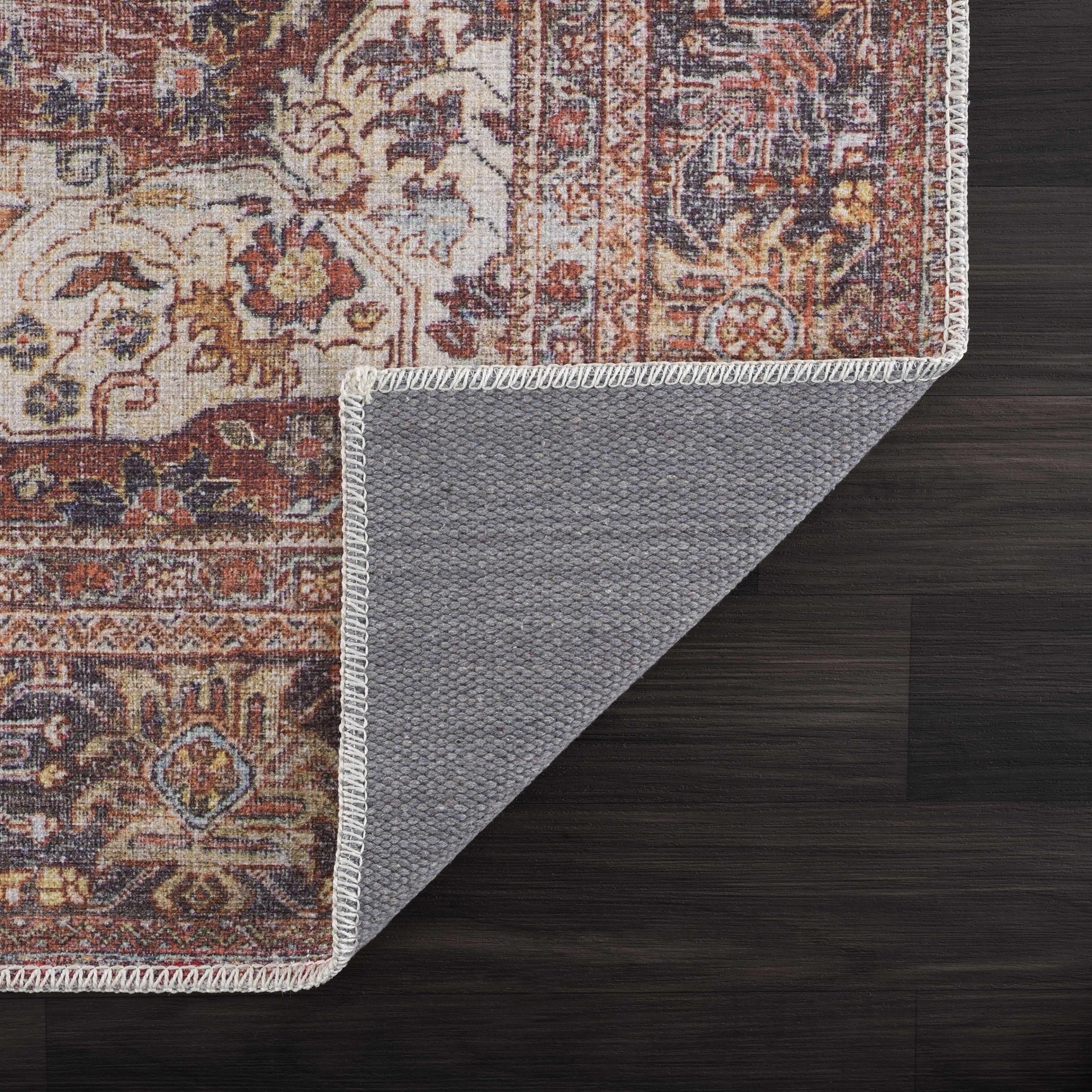 Rust Elki Vintage Medallion Washable Area Rug - Clearance - Ornate Home