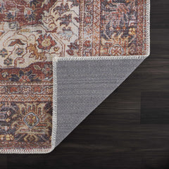 Rust Elki Vintage Medallion Washable Area Rug - Clearance - Ornate Home