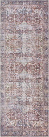 Rust Elki Vintage Medallion Washable Area Rug - Clearance - Ornate Home
