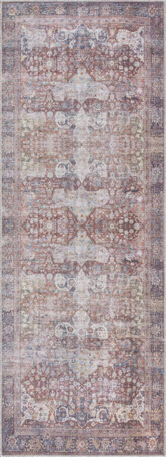 Rust Elki Vintage Medallion Washable Area Rug - Clearance - Ornate Home