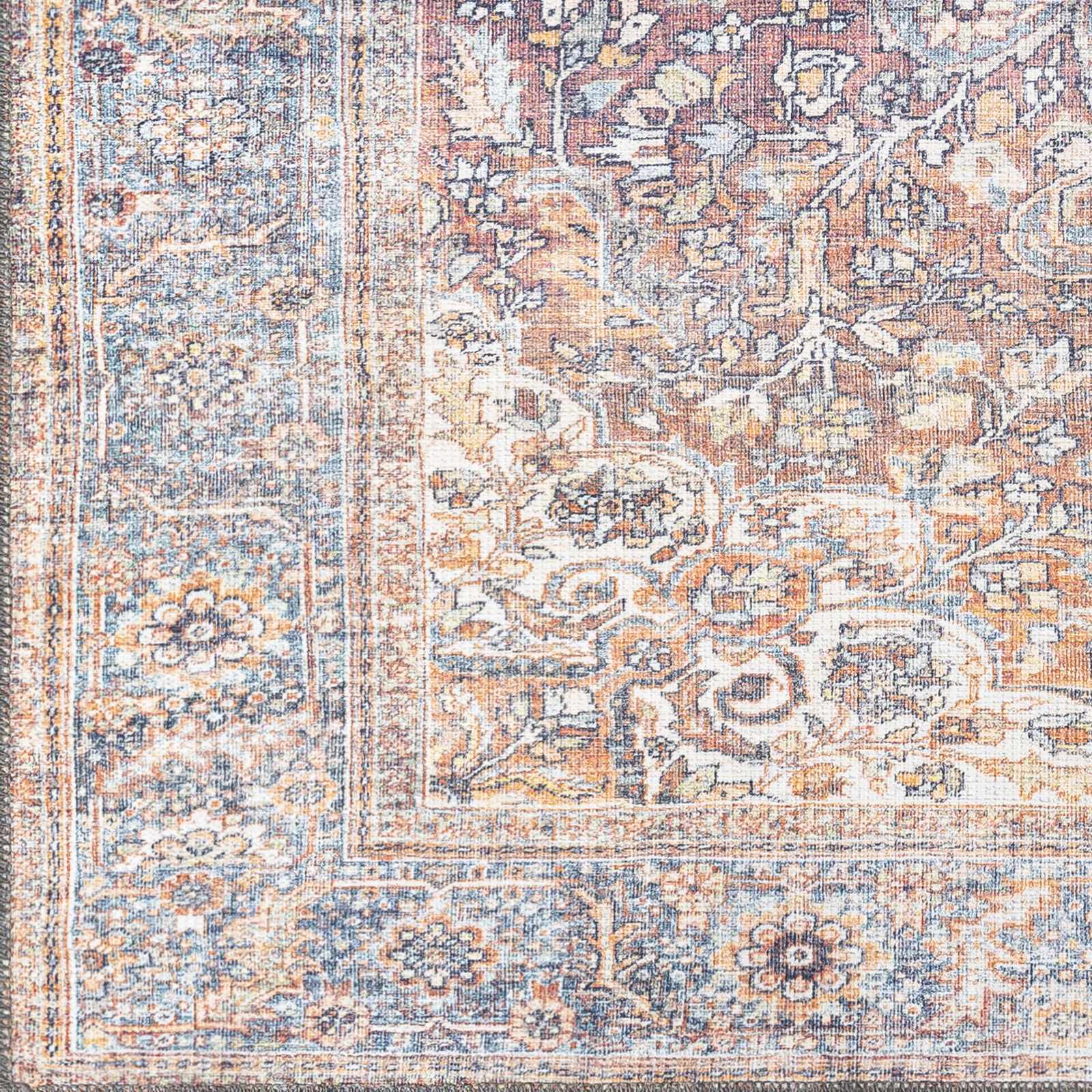 Rust Gardnertown Medallion Washable Area Rug - Clearance - Ornate Home