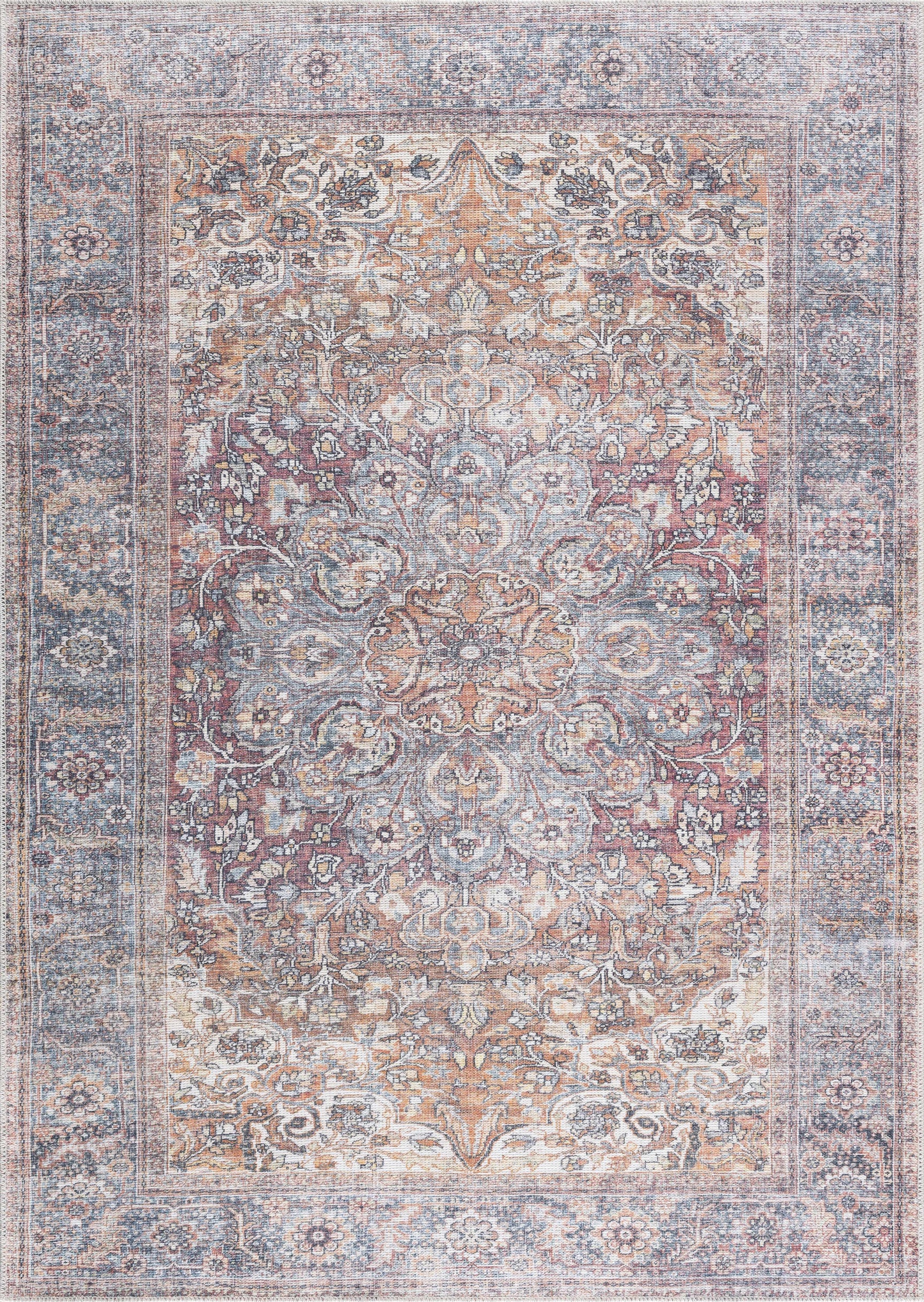 Rust Gardnertown Medallion Washable Area Rug - Clearance - Ornate Home