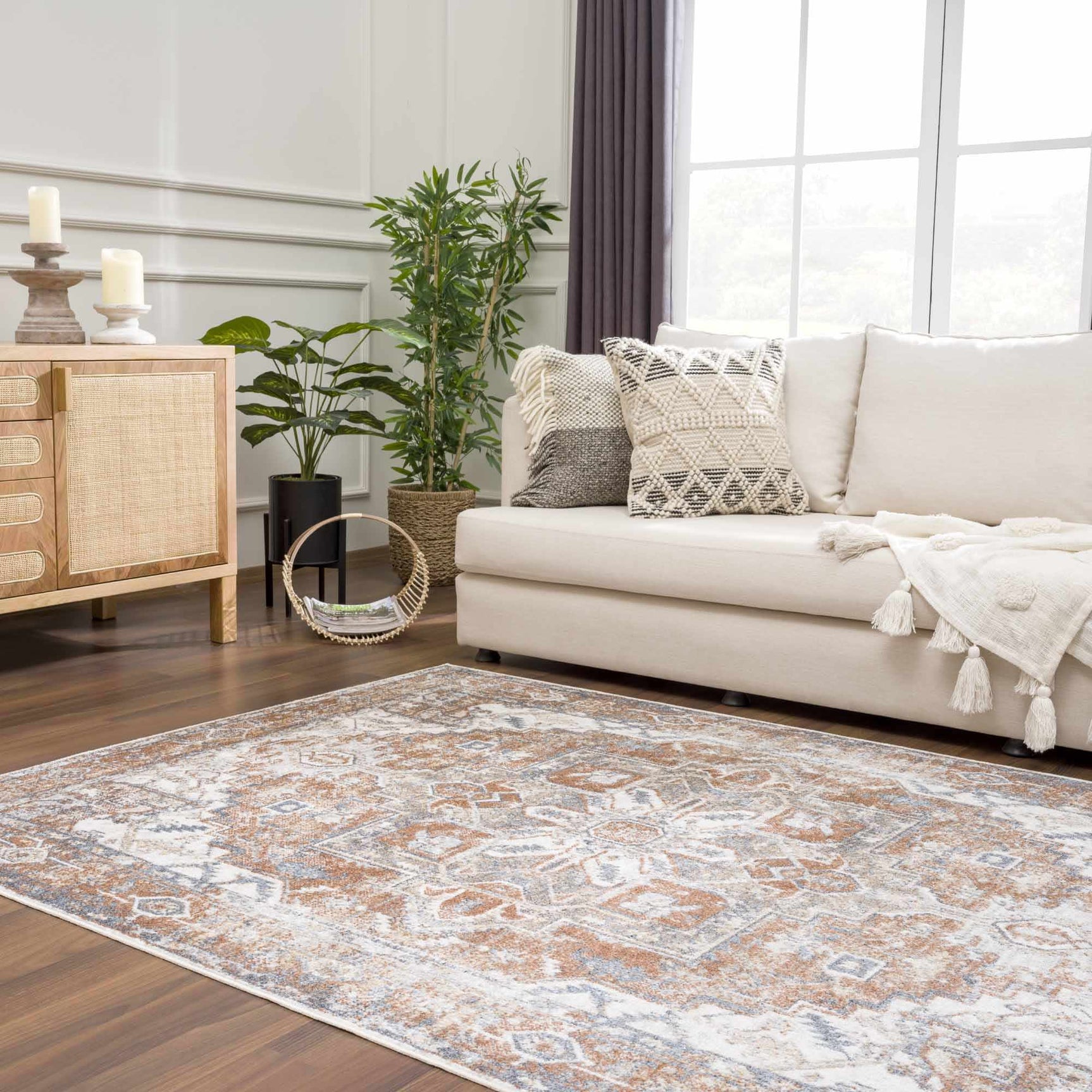 Rust Hera Washable Area Rug - Clearance - Ornate Home