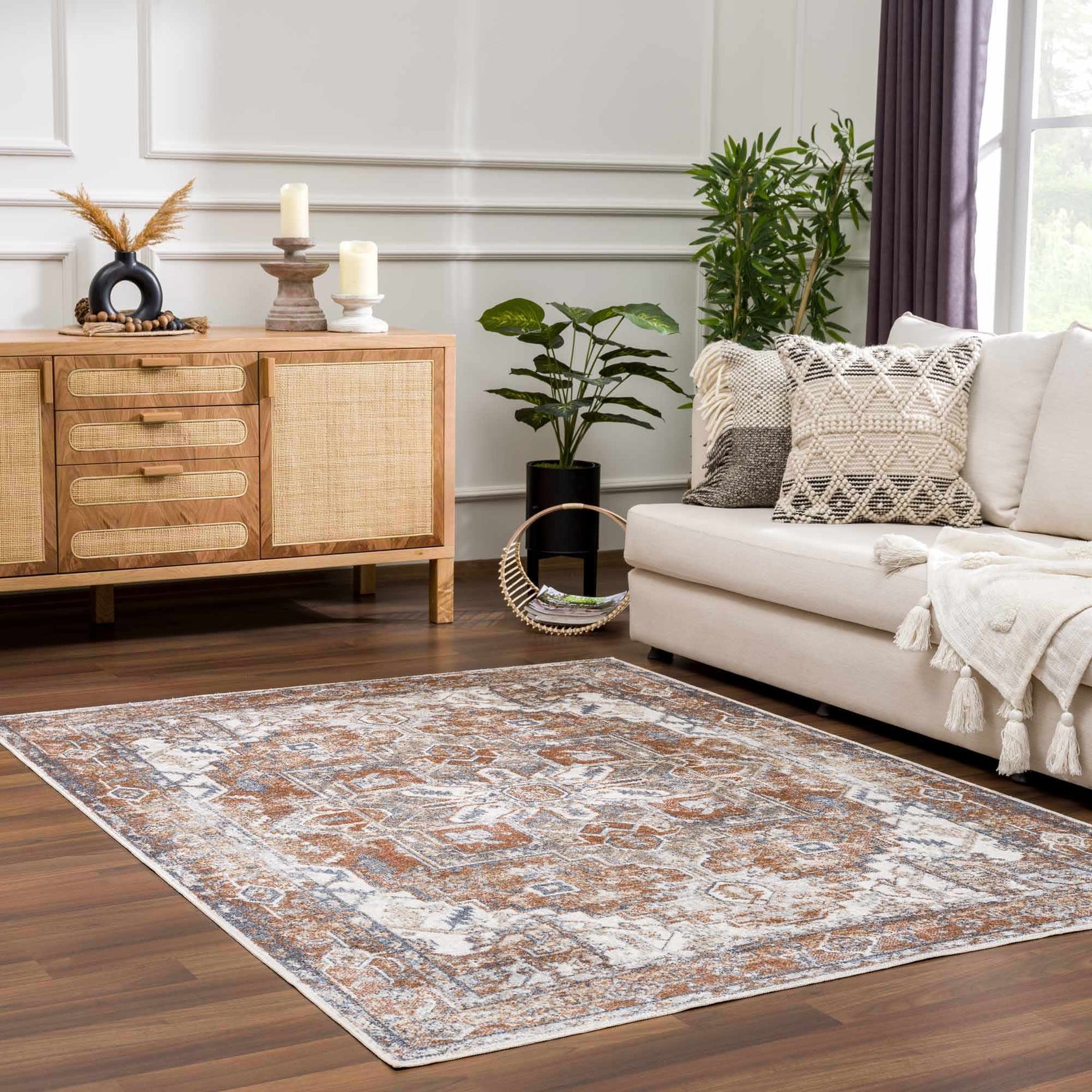Rust Hera Washable Area Rug - Clearance - Ornate Home