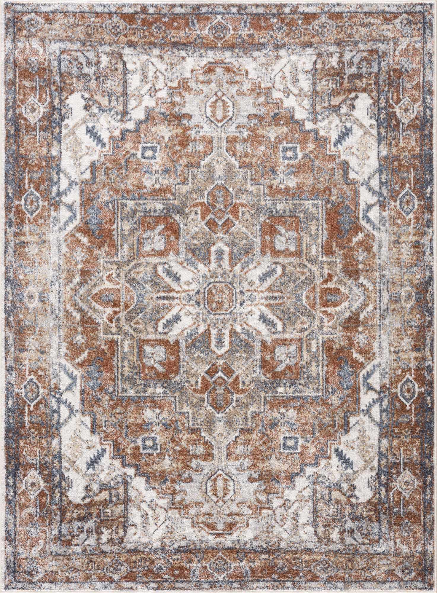Rust Hera Washable Area Rug - Clearance - Ornate Home