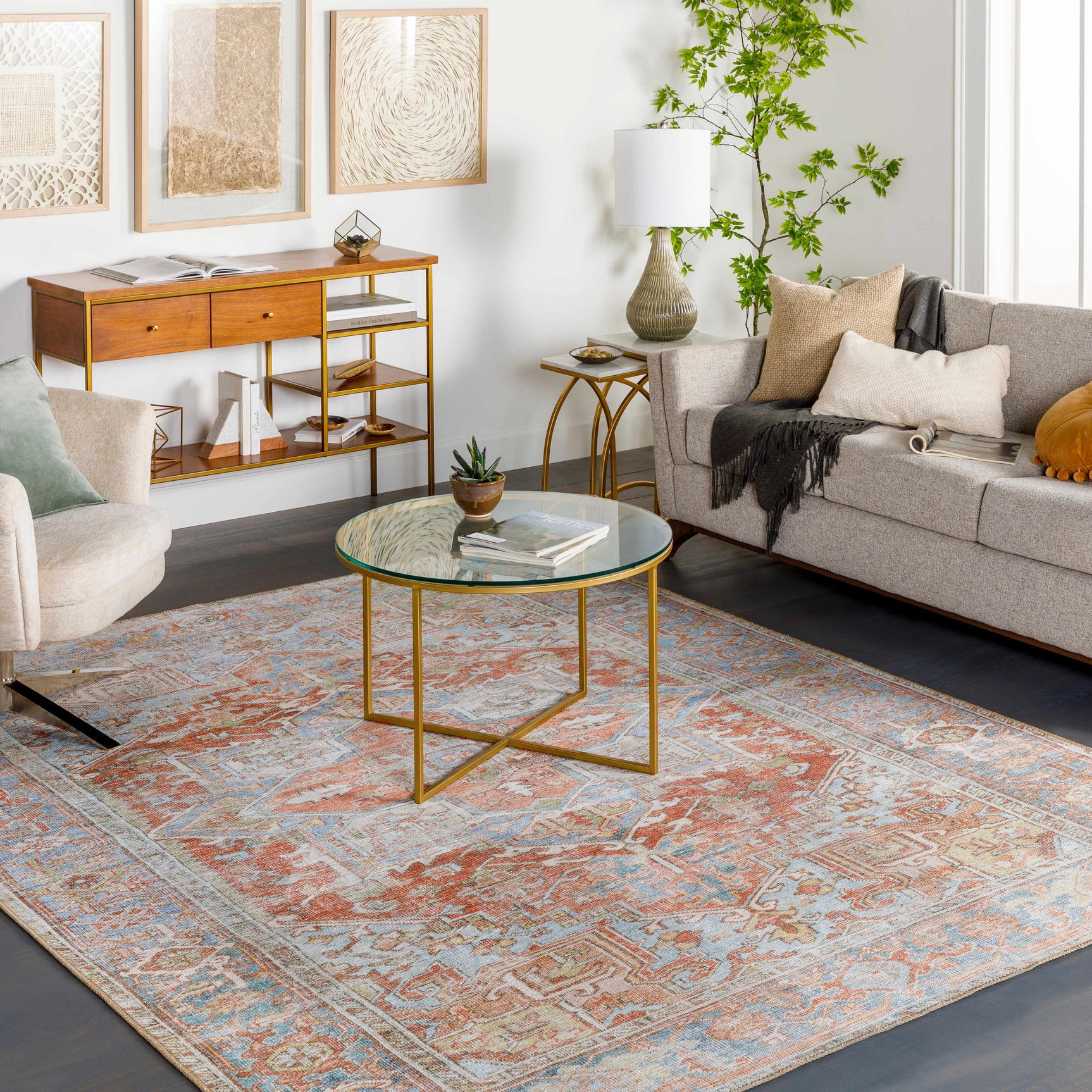 Rust Maayon Washable Rug - Ornate Home