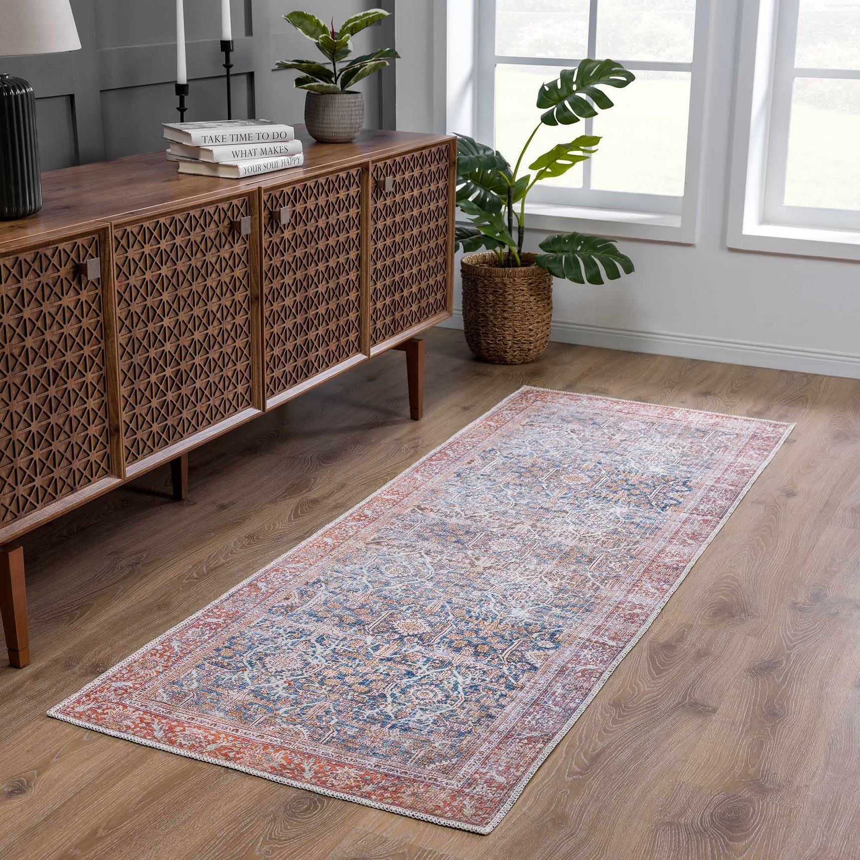 Rust Mair Traditional Washable Area Rug - Clearance - Ornate Home