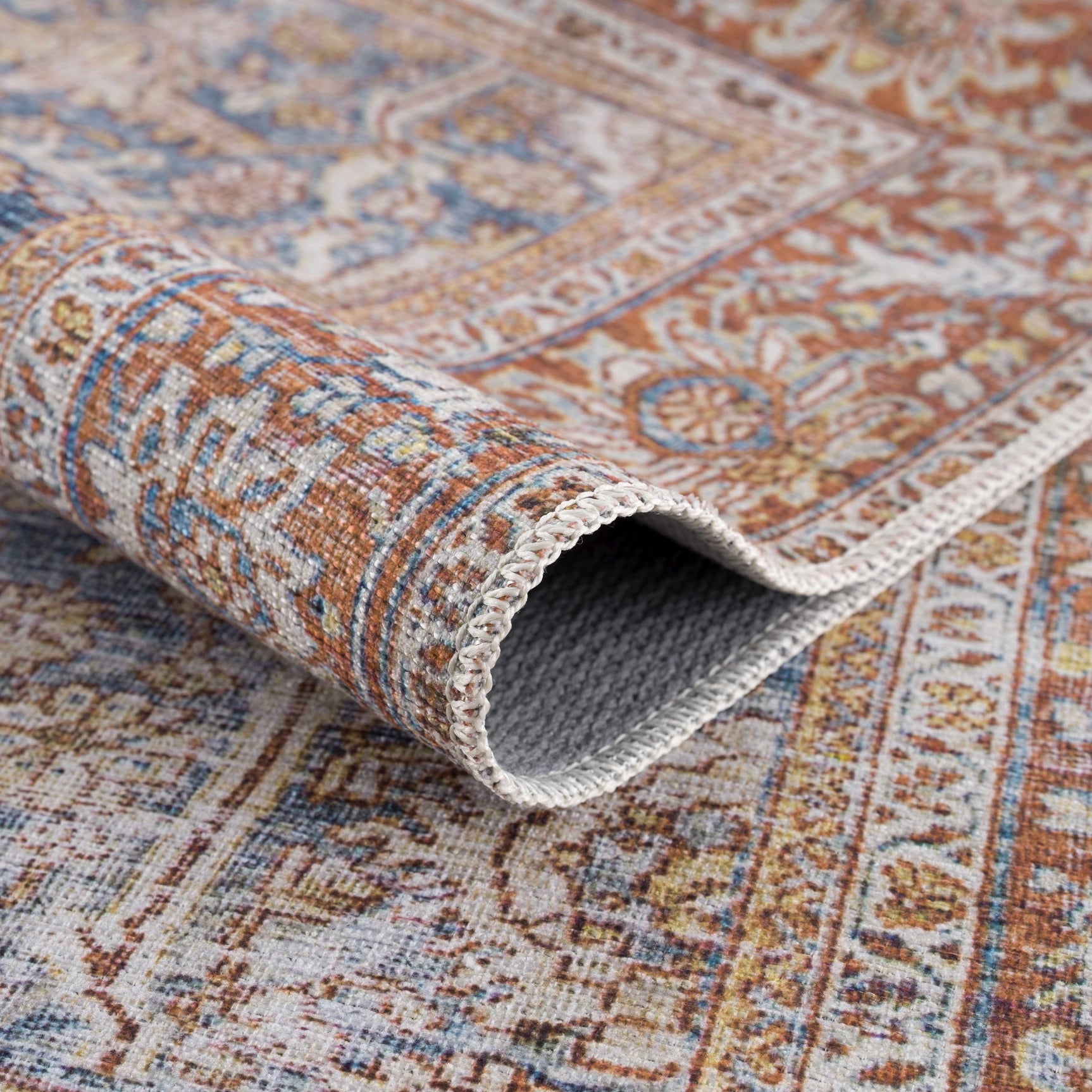Rust Mair Traditional Washable Area Rug - Clearance - Ornate Home