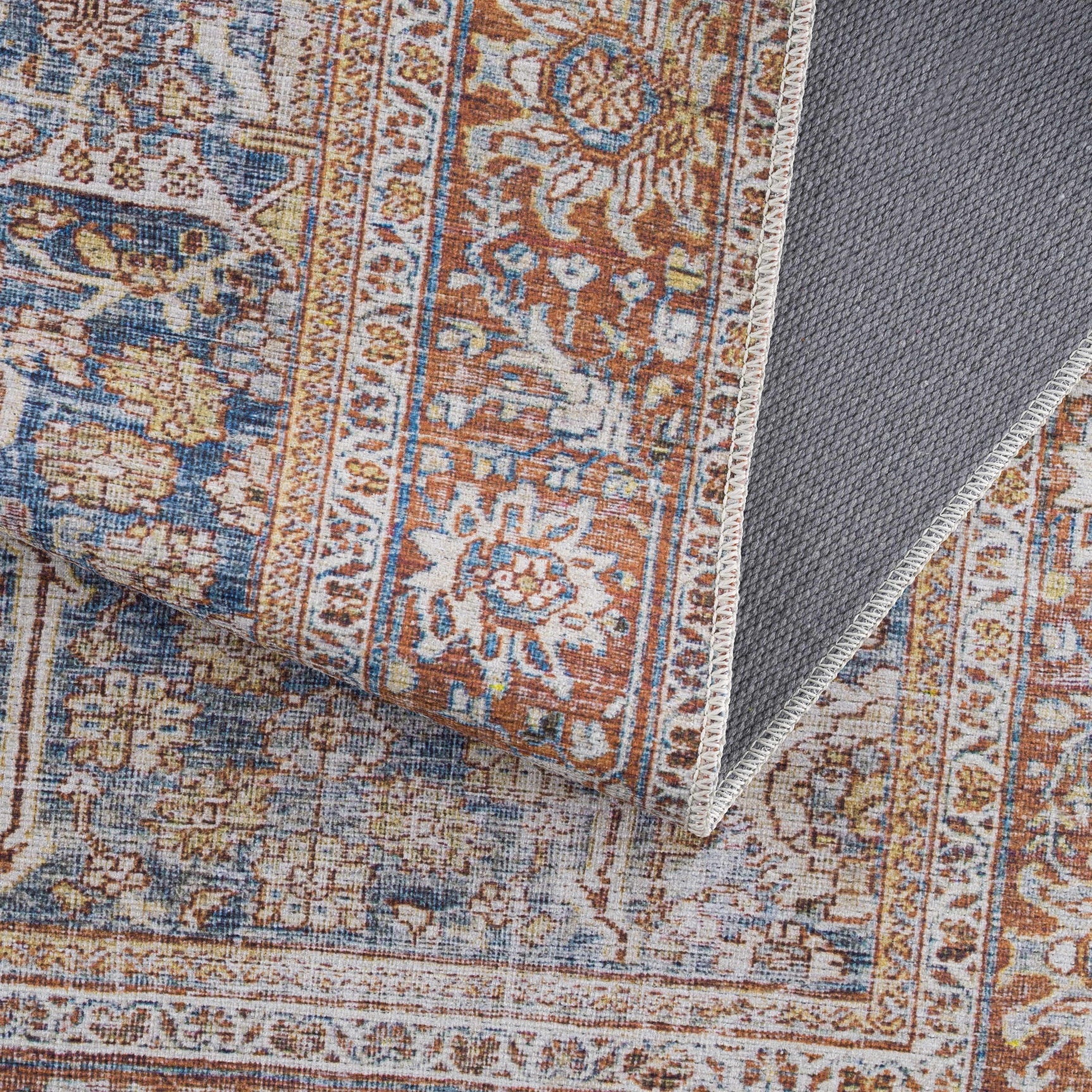 Rust Mair Traditional Washable Area Rug - Clearance - Ornate Home