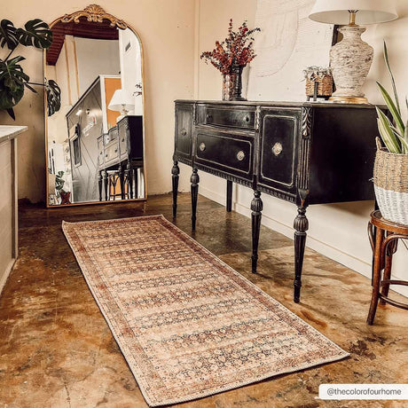 Rust Maligaya Distressed Washable Area Rug - Clearance - Ornate Home