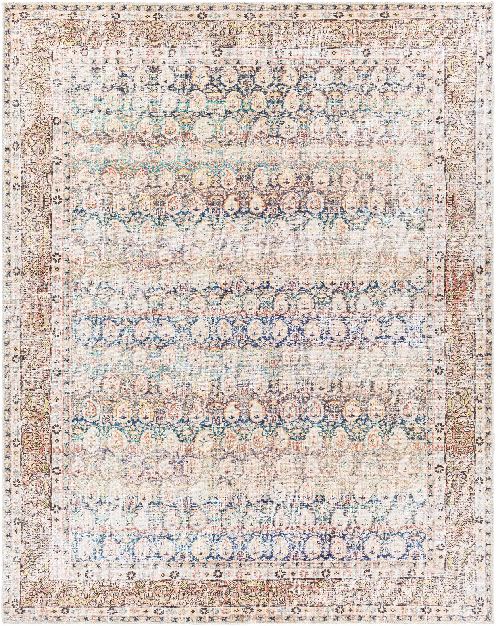 Rust Maligaya Distressed Washable Area Rug - Clearance - Ornate Home