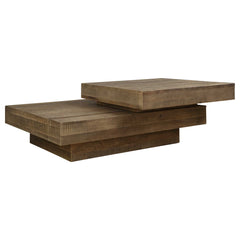 Rustic Planes Woodtone Modern Coffee Table - Ornate Home