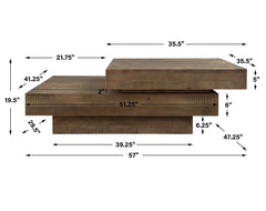 Rustic Planes Woodtone Modern Coffee Table - Ornate Home