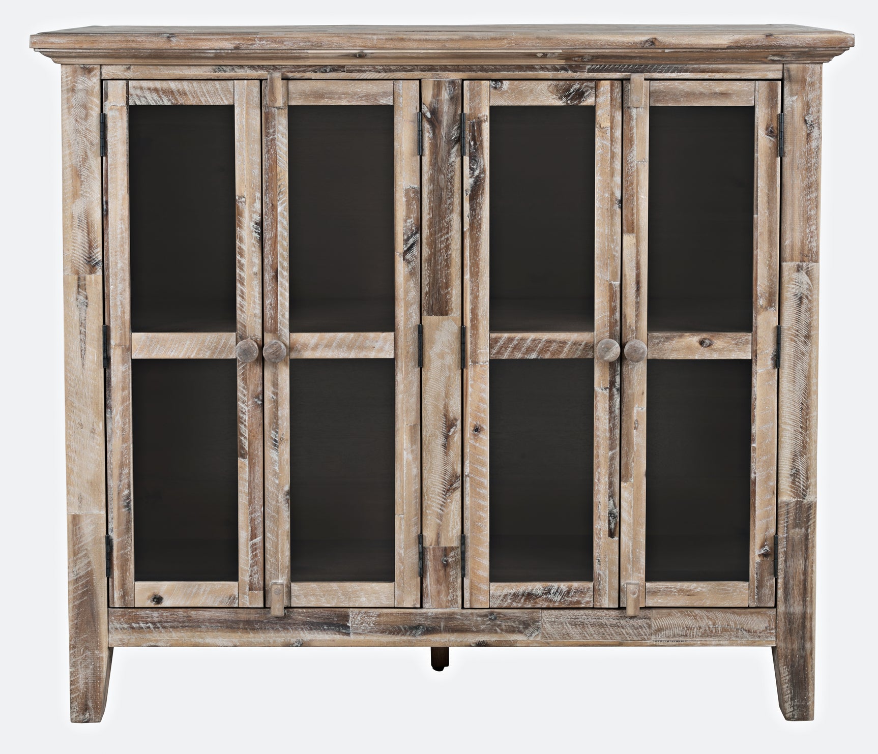 Rustic Shores Grey Wash 4 Door Accent Cabinet - Ornate Home