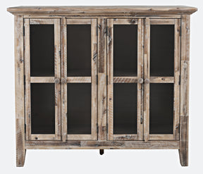 Rustic Shores Grey Wash 4 Door Accent Cabinet - Ornate Home