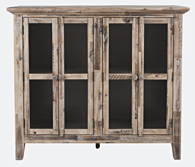 Rustic Shores Grey Wash 4 Door Accent Cabinet - Ornate Home