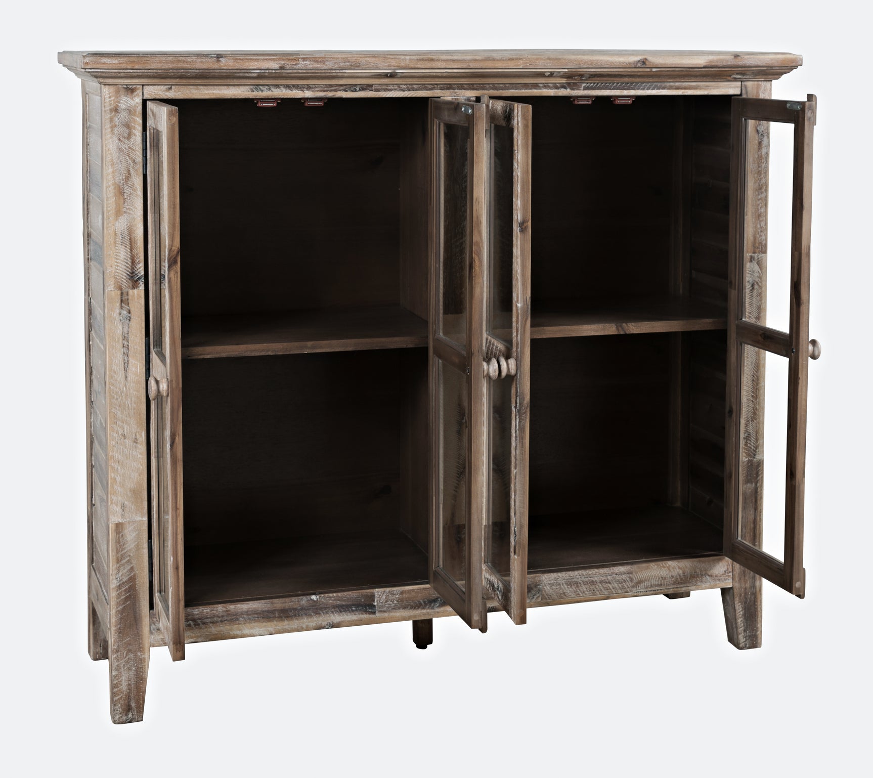 Rustic Shores Grey Wash 4 Door High Cabinet - Ornate Home