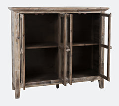 Rustic Shores Grey Wash 4 Door High Cabinet - Ornate Home