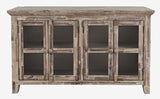 Rustic Shores Grey Wash 4 Door Low Cabinet - Ornate Home