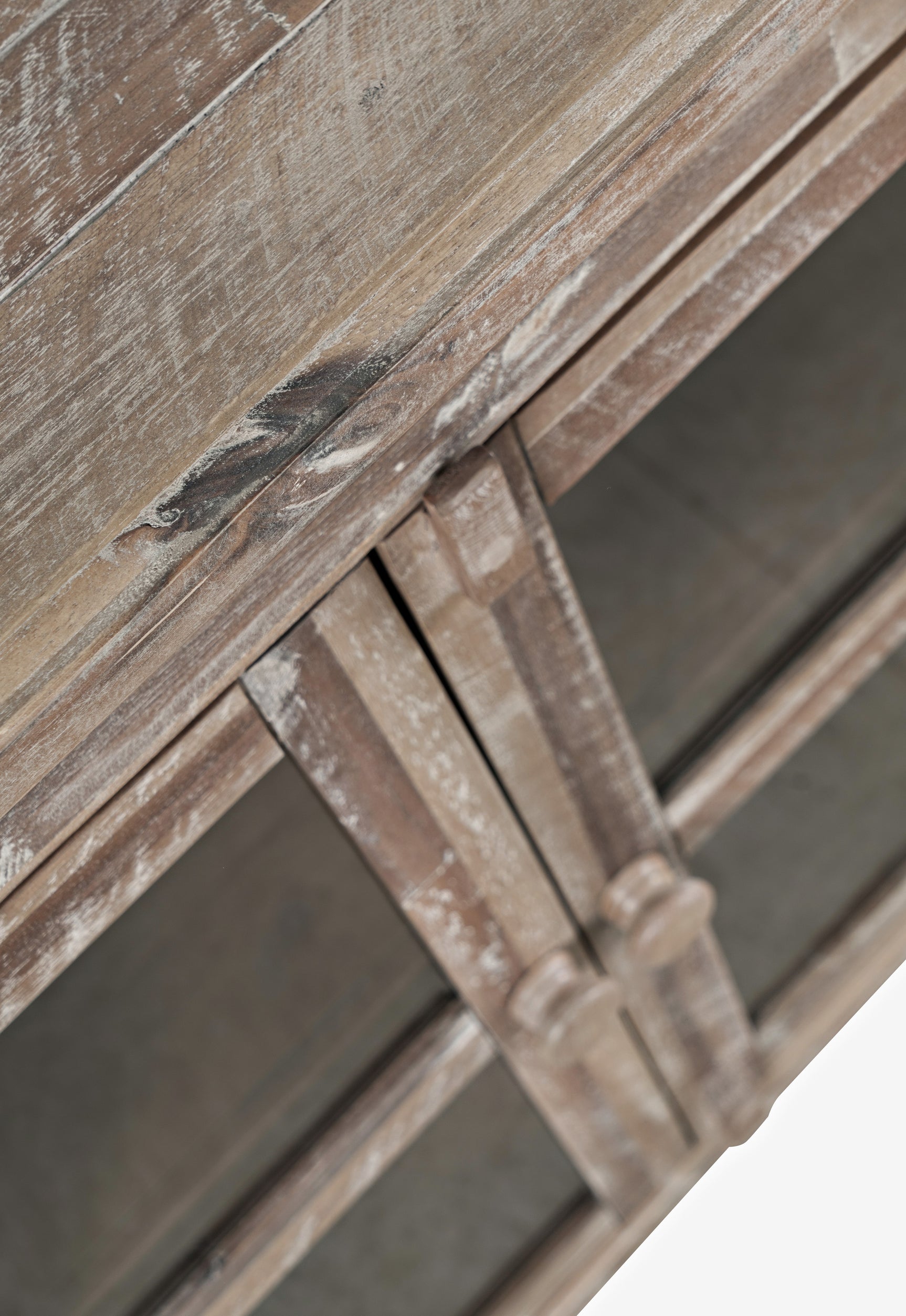 Rustic Shores Grey Wash 4 Door Low Cabinet - Ornate Home