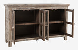Rustic Shores Grey Wash 4 Door Low Cabinet - Ornate Home