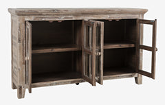 Rustic Shores Grey Wash 4 Door Low Cabinet - Ornate Home