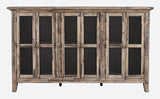 Rustic Shores Grey Wash 6 Door Accent Cabinet - Ornate Home