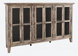 Rustic Shores Grey Wash 6 Door Accent Cabinet - Ornate Home
