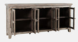 Rustic Shores Grey Wash 6 Door Low Accent Cabinet - Ornate Home