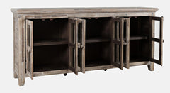 Rustic Shores Grey Wash 6 Door Low Accent Cabinet - Ornate Home